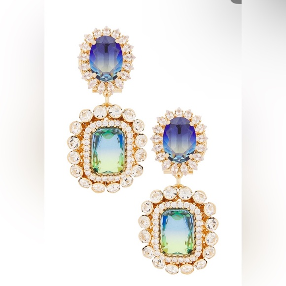 Stud With Clip Oval & Cluster Pendant in Blue, Green, & Gold Anton Heunis - Picture 3 of 5
